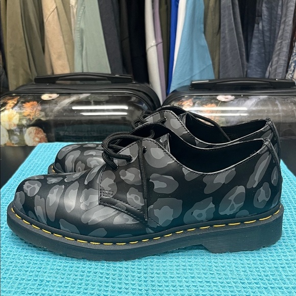Doc Martens Black and Gray Leopard Print Shoes
